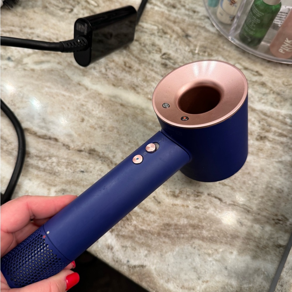 Blue and Rose Gold Hair Dryer